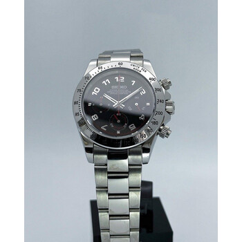 Custom Seiko Mod • Steel Black Arabic Numeral Daytona • 39.5mm